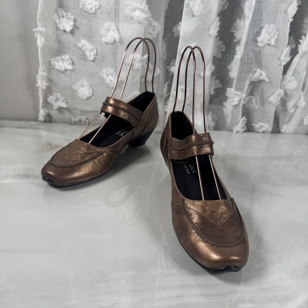 Josef Seibel Metallic Mary Janes Low Heels Bronze Leather Retro Comfort 37